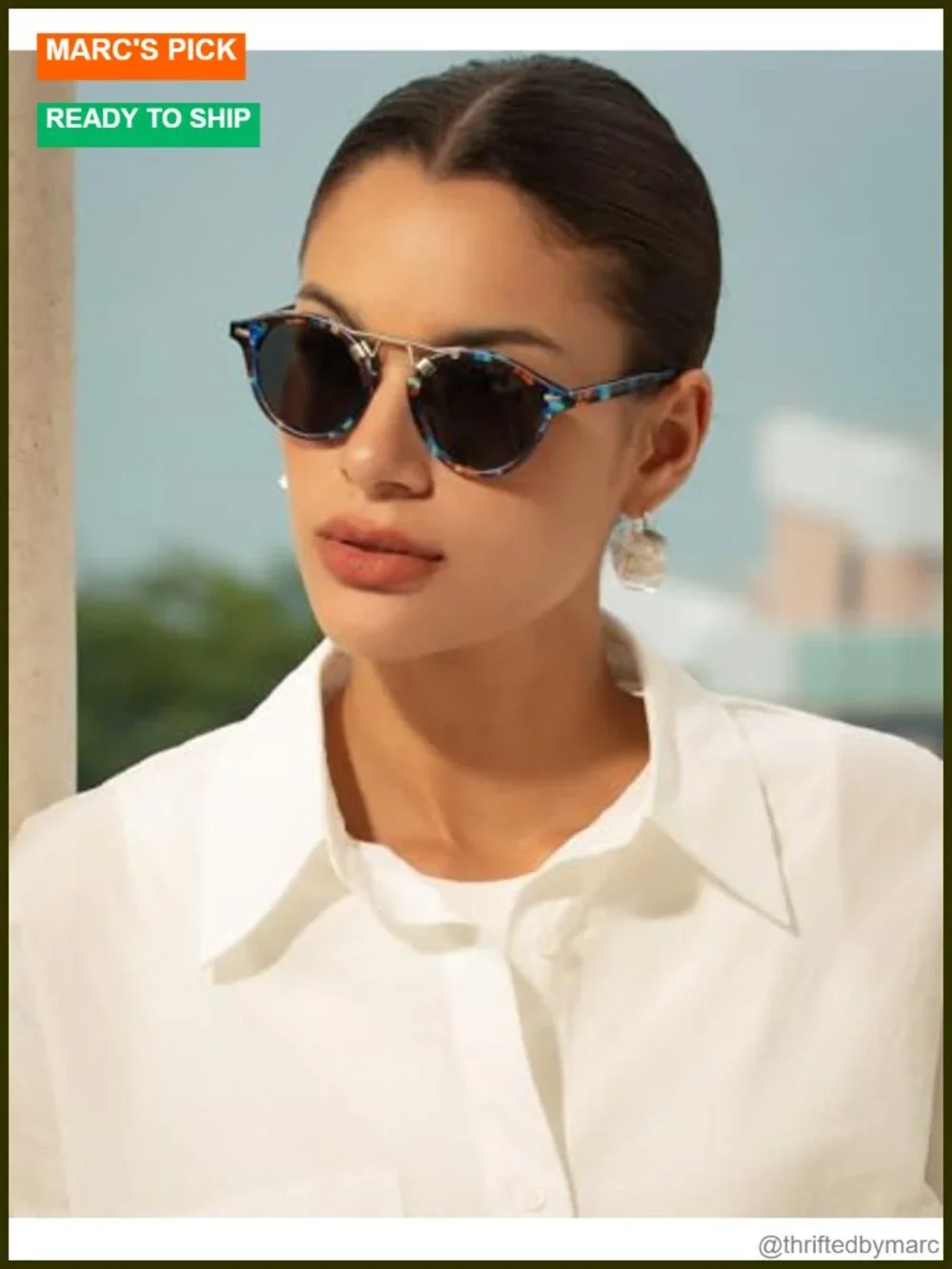 Womens Polarized Round Sunglasses Acetate Frame UV Protection Driving Shades